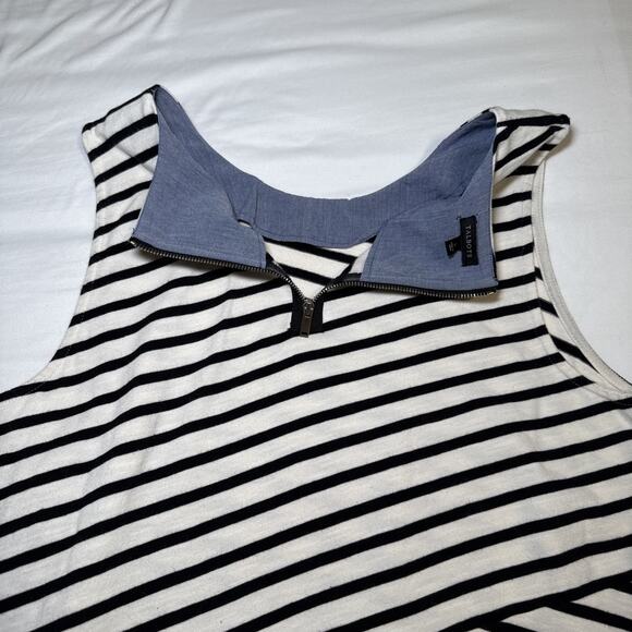 Talbots Sleeveless Dress Size Large White Black French Stripes Pockets Resort - Picture 14 of 15